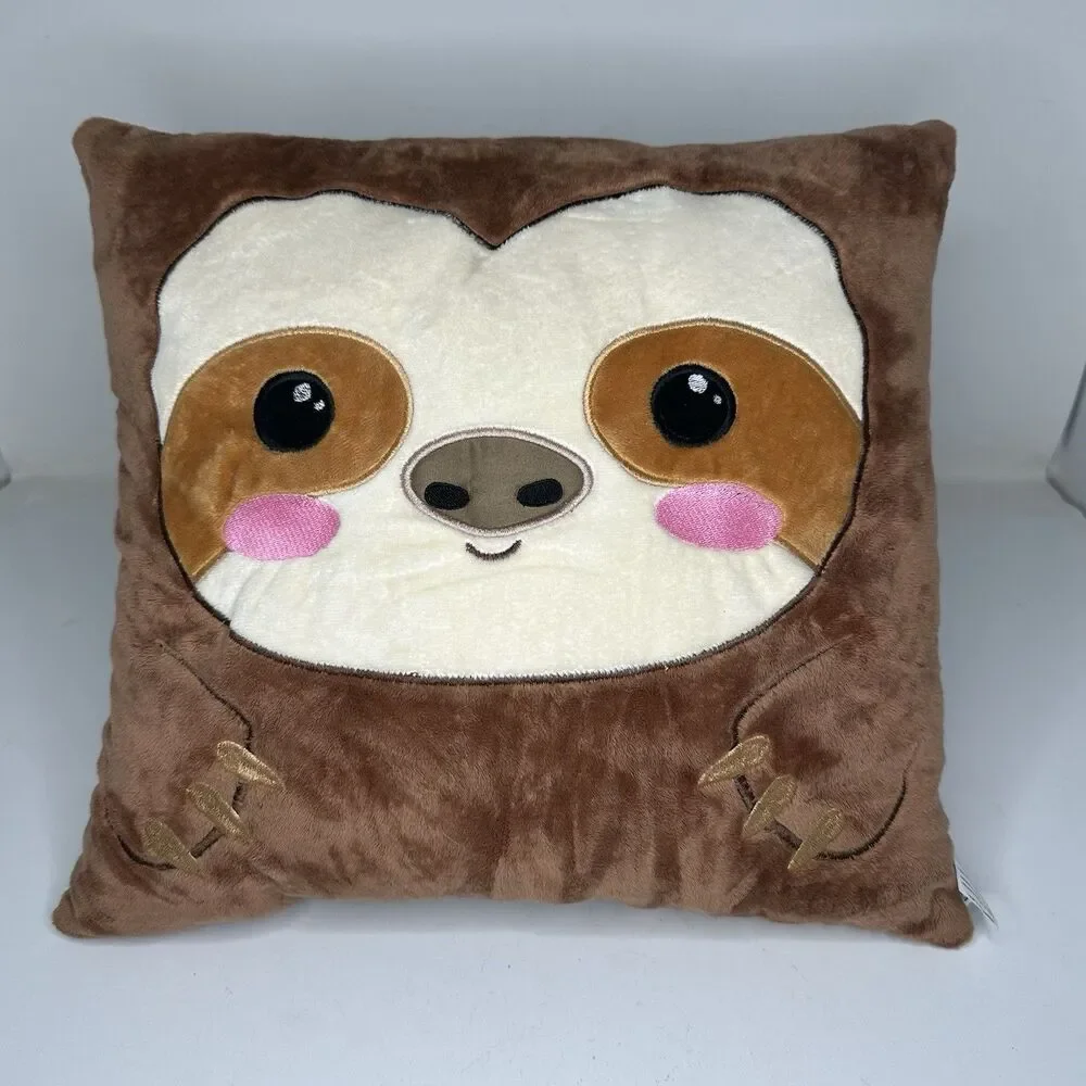 Cute Sloth Plush Pillow Cushion Explo World Soft Stuffed Animal Brown 16”